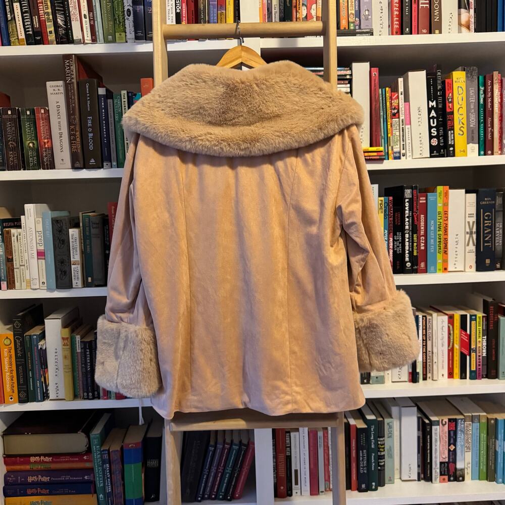 Penny Lane Faux Suede & Faux Fur Coat Boho Almost Famous 1970s Vibe — M - Picture 13 of 15